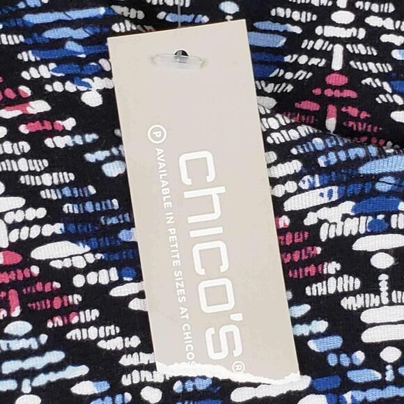 Chicos Shift Dress Women's Size 2 US L 12/14 Geometric LS Stretch Knit - Picture 9 of 11